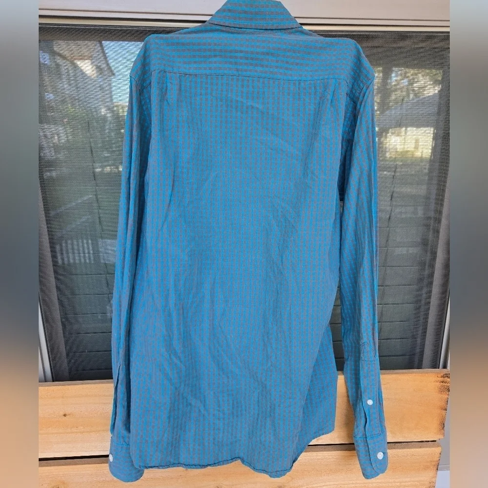 J. Crew Slim Fit Long Sleeve Button Down Blue And Gray Plaid Sz Small